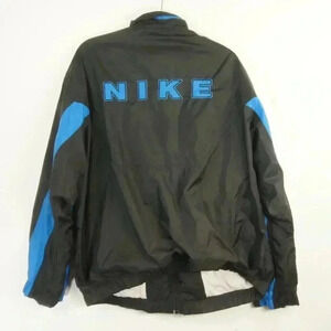 Vintage 90s Nike Swish Big Logo Black Blue Windbreaker Jacket